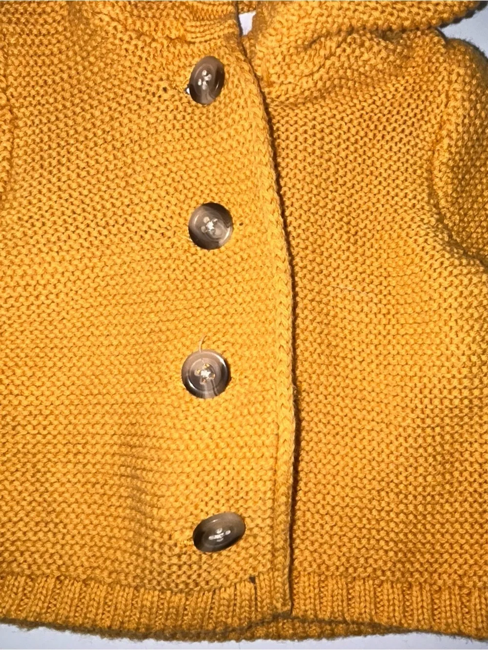 Old Navy Baby 0-3M Mustard Yellow Hooded Knit Cardigan Sweater